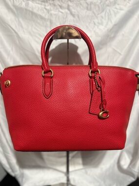Coach Red Pebbled Leather Satchel